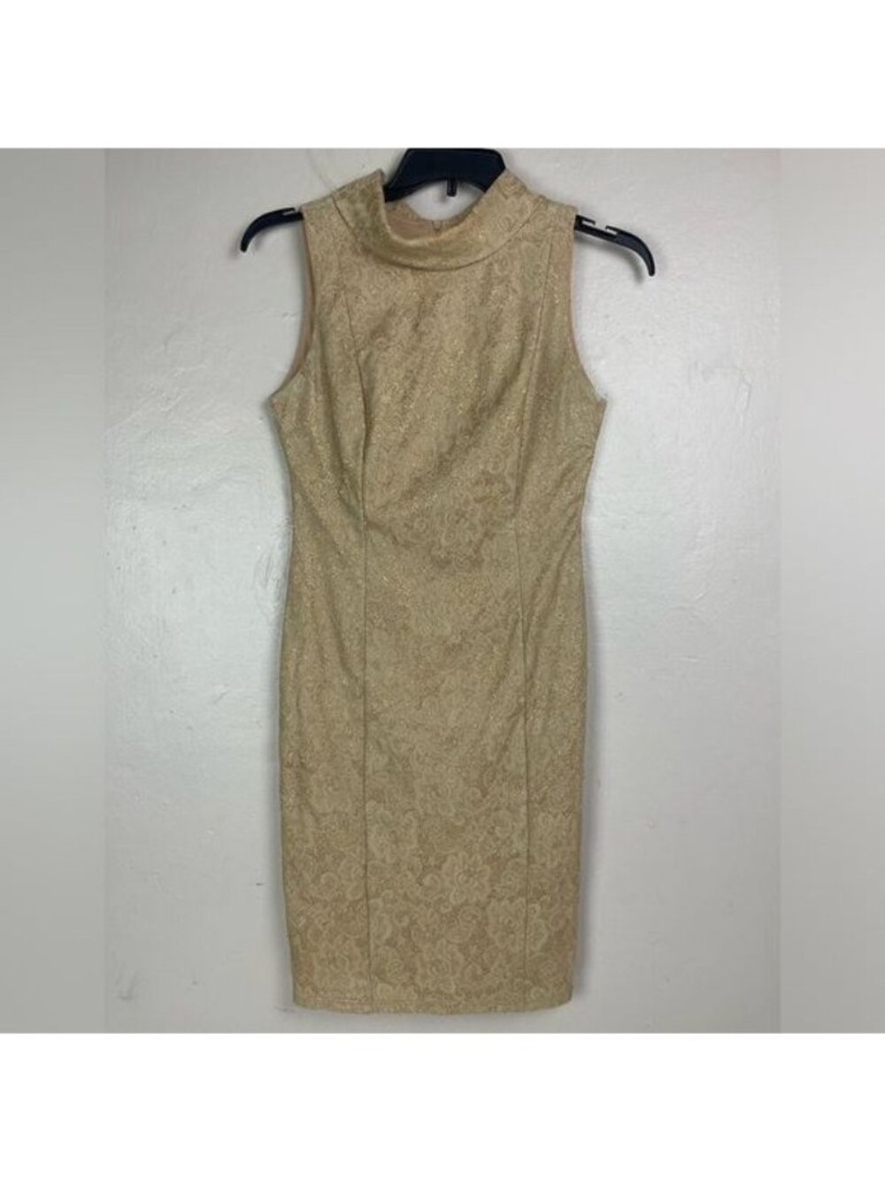 Vtg 90s Maria Bonita Gold Sparkly Sleeveless Hostess Dress Fits like a Small